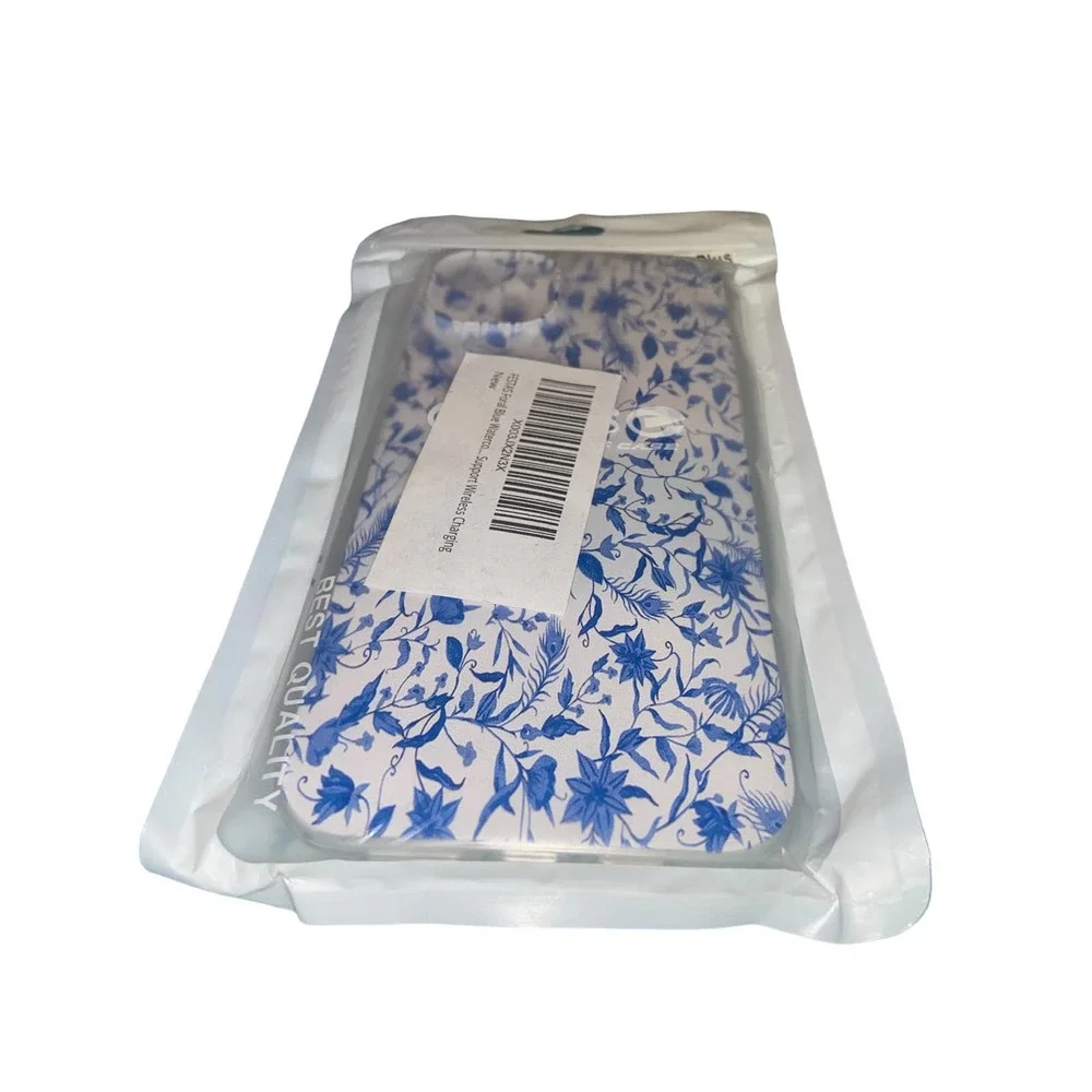 Iphone 14 plus , Festas floral blue watercolor case